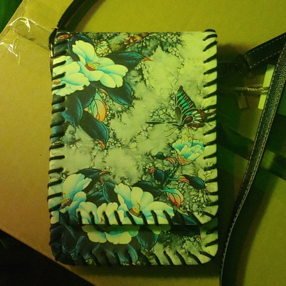 Butterfly blue floral crossbody